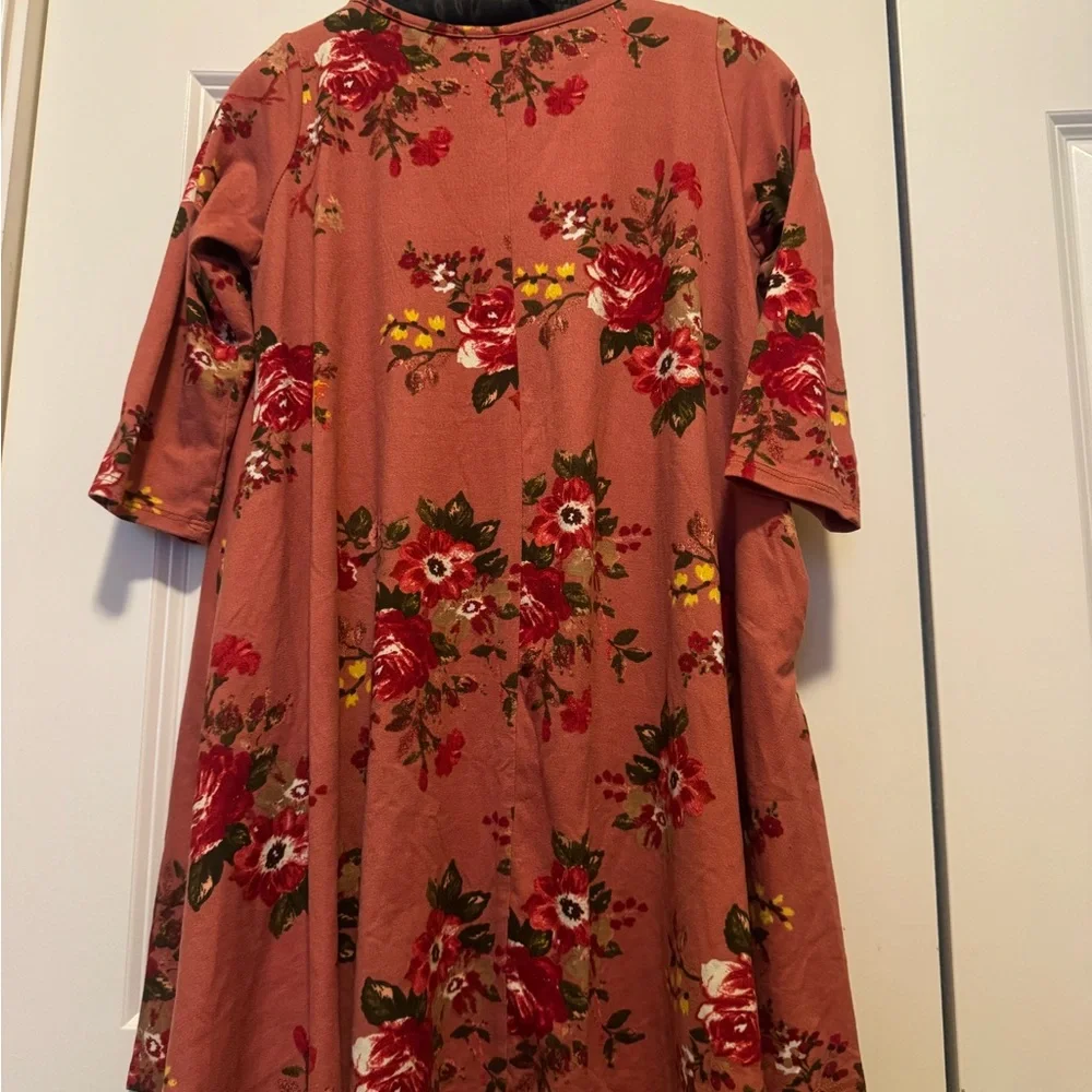 Pomelo Girls Floral Tunic Dress Coral Long Sleeve Swing Top Size 6/7